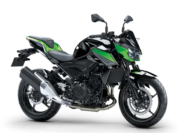 Productfoto 2023 Kawasaki Z400 groenzwart performance op witte achtergrond
