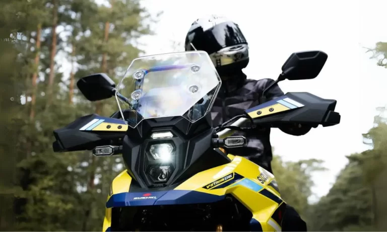 Suzuki V-Strom 800DE Rally Edition in het bos.