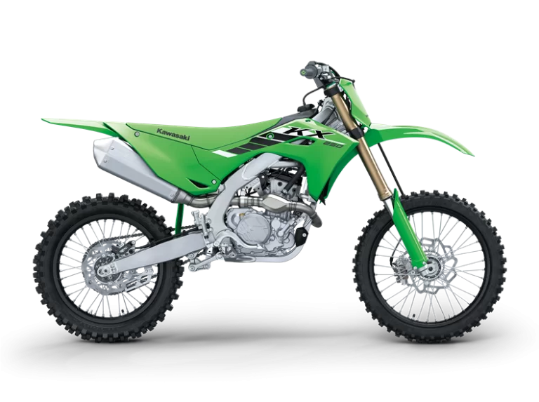 Kawasaki KX250 in een witte studio