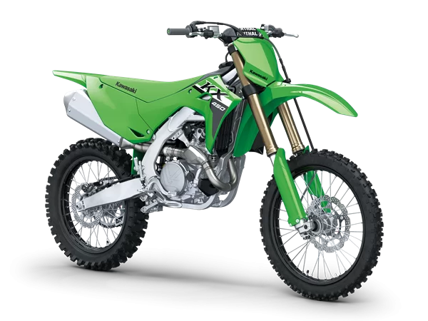 Kawasaki KX 450 in een witte studio.