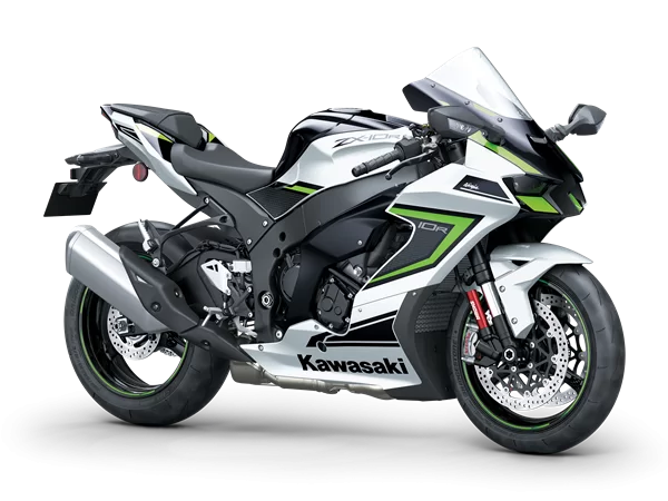 Productfoto 2023 Kawasaki ZX-10 R Robotic White op witte achtergrond