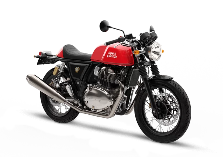 Roodkleurige Royal Enfield Continental GT 650