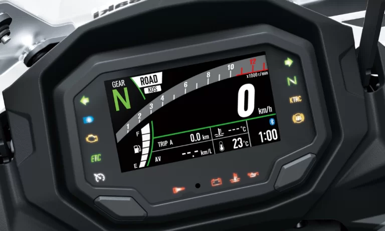 Dashboard van de Ninja 1100SX SE.